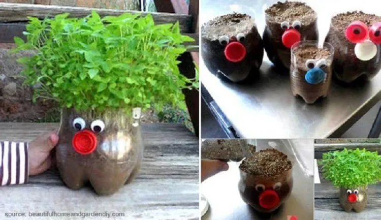 KERAJINAN TANGAN DARI BOTOL BEKAS BERBENTUK POT BUNGA
